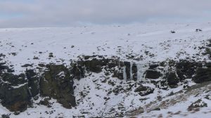Three great little icefalls to the left of the downfall